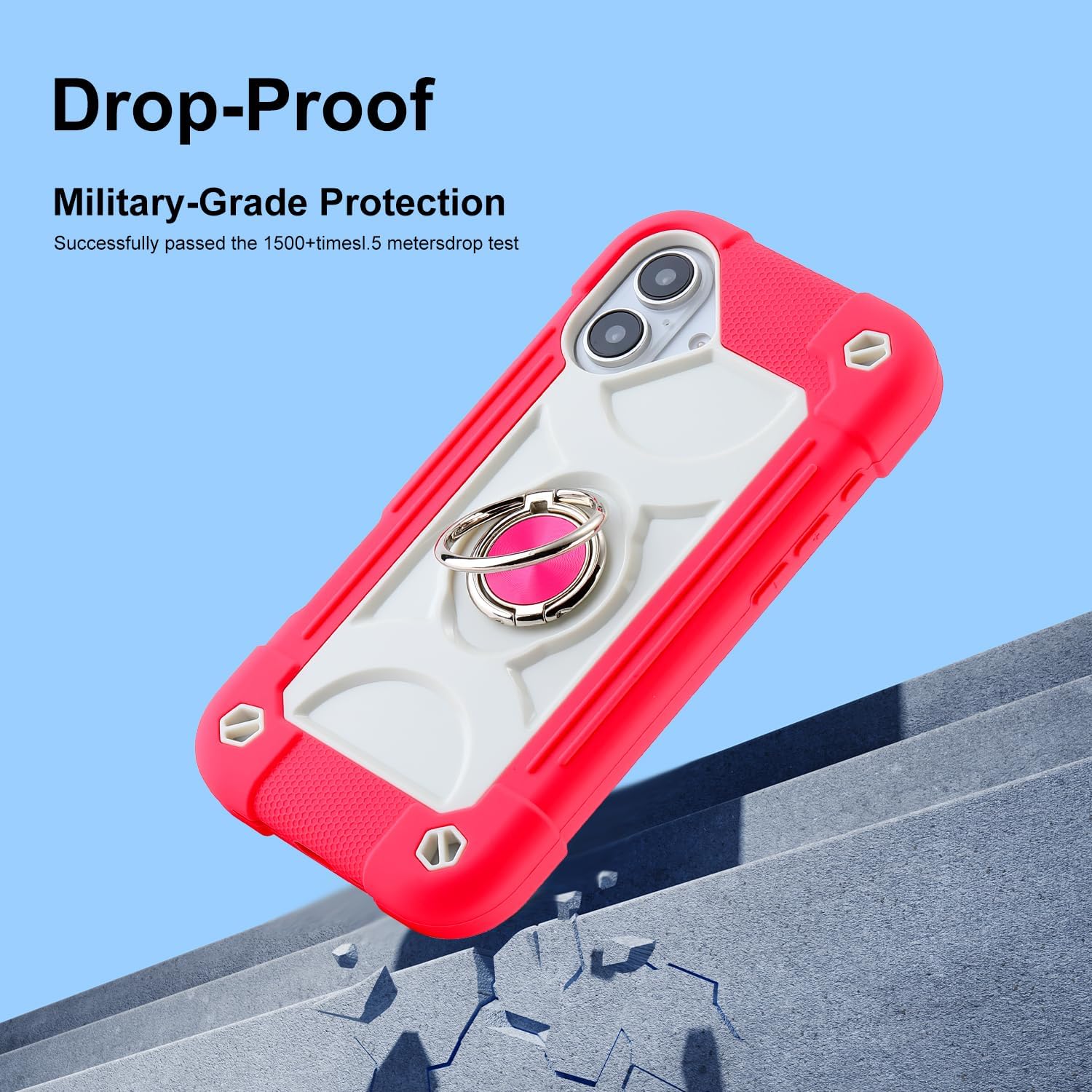 MARKILL Compatible with iPhone 17 Case 6.3 Inch with Built-in Kickstand, Military Grade Drop Protection Full Body Rugged Heavy Duty Protective Cover Hot Pink