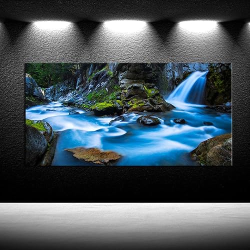 Miniatura 2 de iKNOW FOTO Obra de arte de cascada pacífica de ensueño de gran tamaño, moderna, naturaleza, paisaje, pintura artística, obra de arte para paredes,