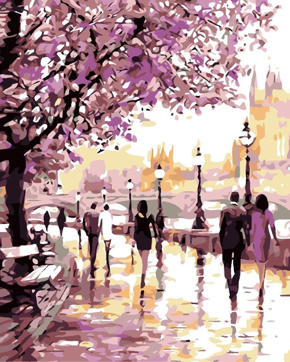zzqxx Paint by mbers Paint by mbers Paris Cherry Blossom Street View