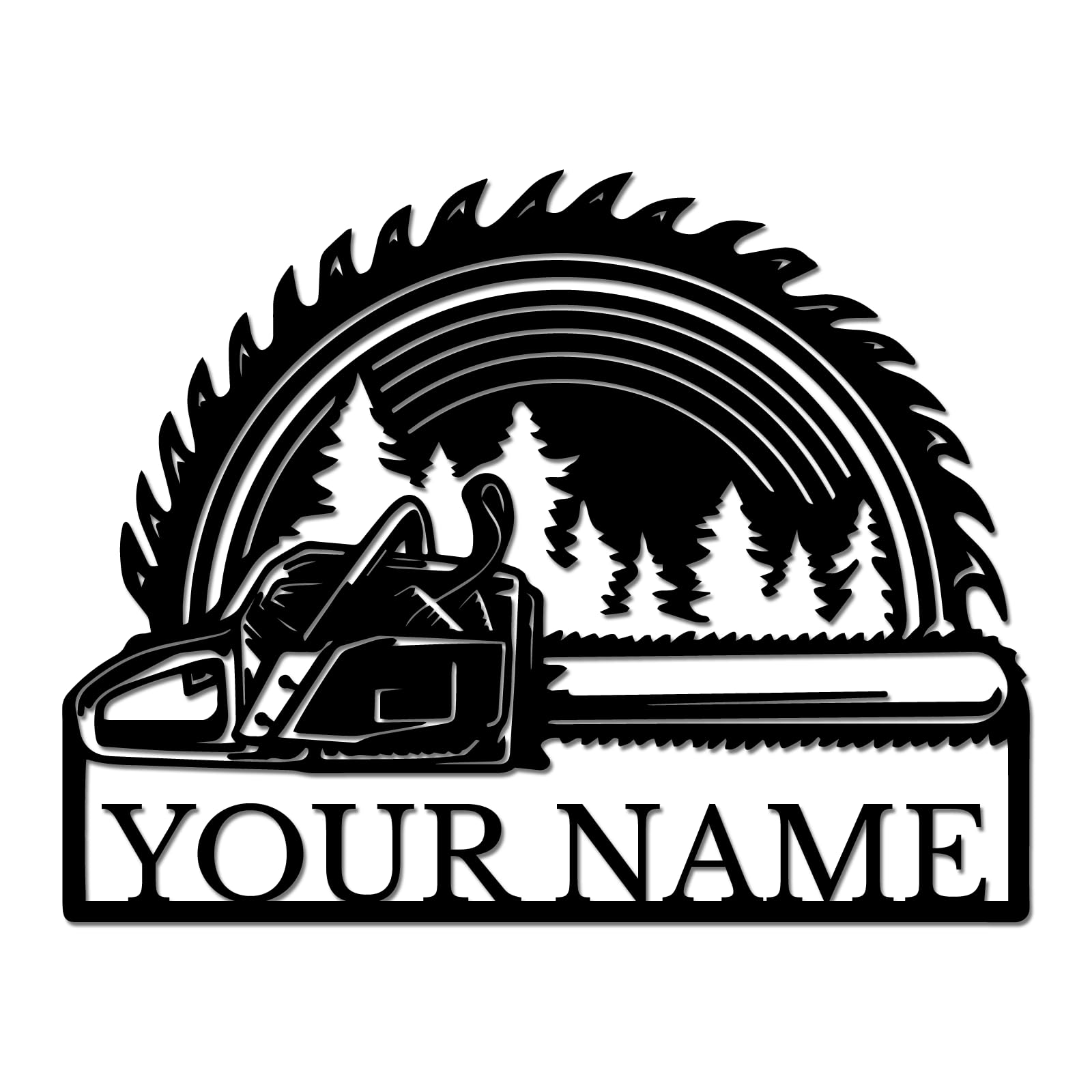 Personalized Woodworker Metal Sign, Custom Chainsaw & Saw Blade Wall Art, Rustic Lumberjack Decor, Carpenter Gift, Man Cave or Workshop Plaque (Style-1)