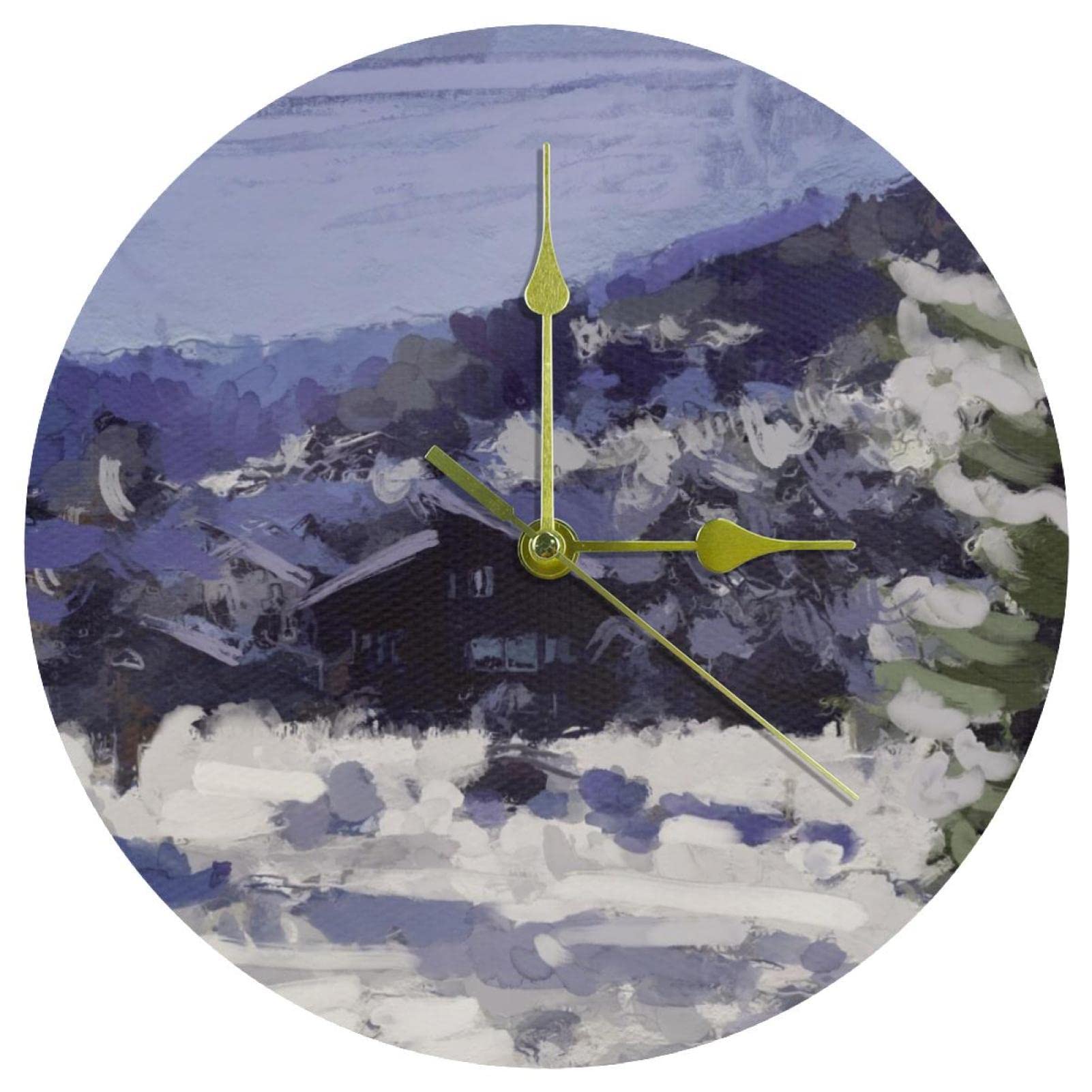 Horloge murale de 24,9 cm avec mouvement quartz et design de ville européenne ronde