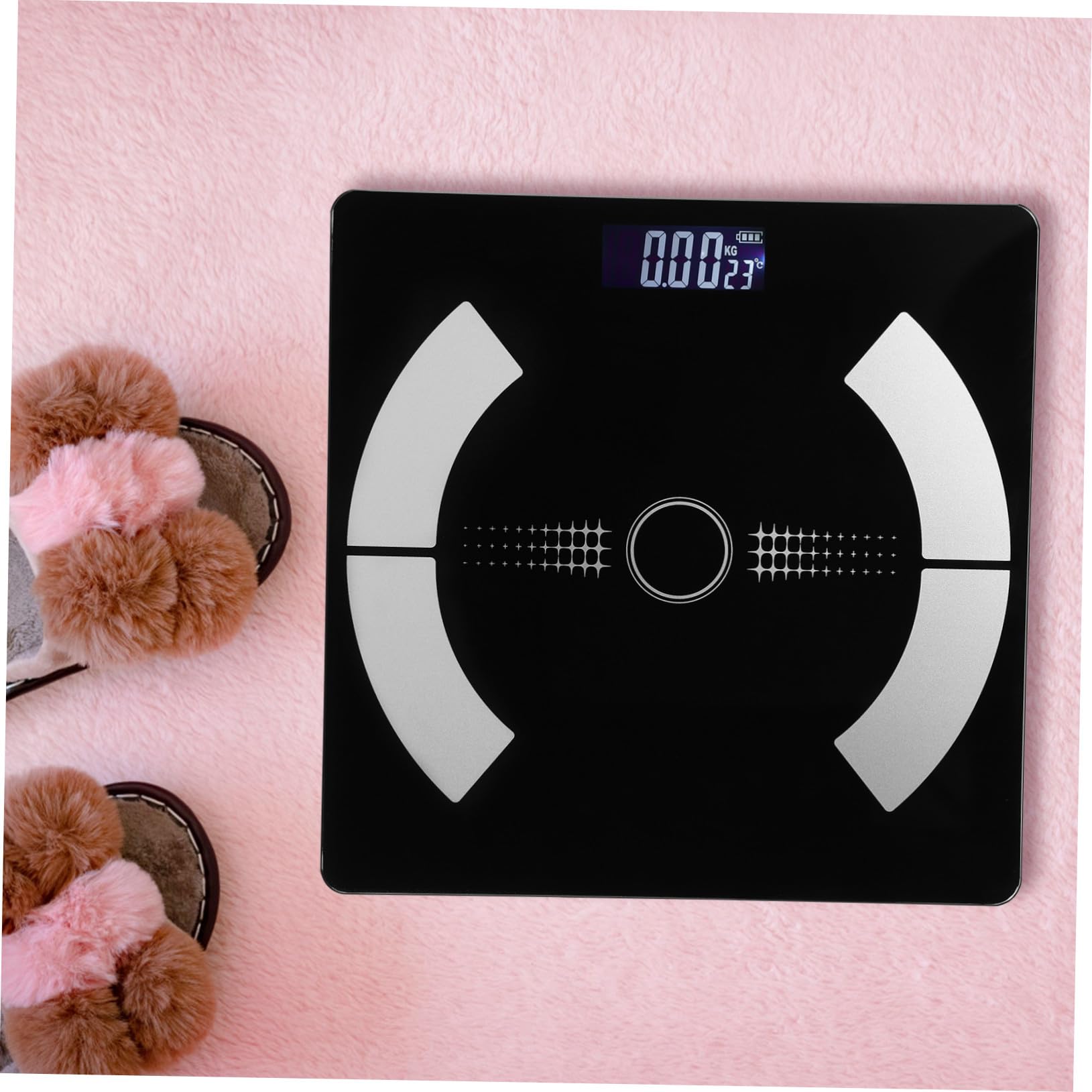 Báscula de Baño Inteligente de Vidrio Negro Carga USB