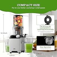 Vista 5 de Exprimidor de prensa en frío, máquinas exprimidoras con canal de alimentación de 4.35 pulgadas de ancho, exprimidores de acero inoxidable fáciles