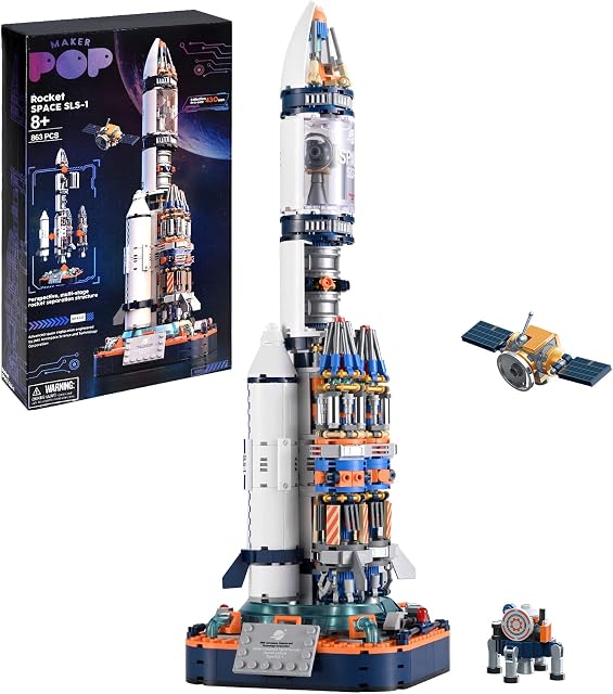 VEPOWER Ideas Space Rocket Building Set with Satellite and Probe, Spaceship Collectors Building Set for Adults, Space Toys and Gifts for Kids Ages 8+ (863 Pieces)