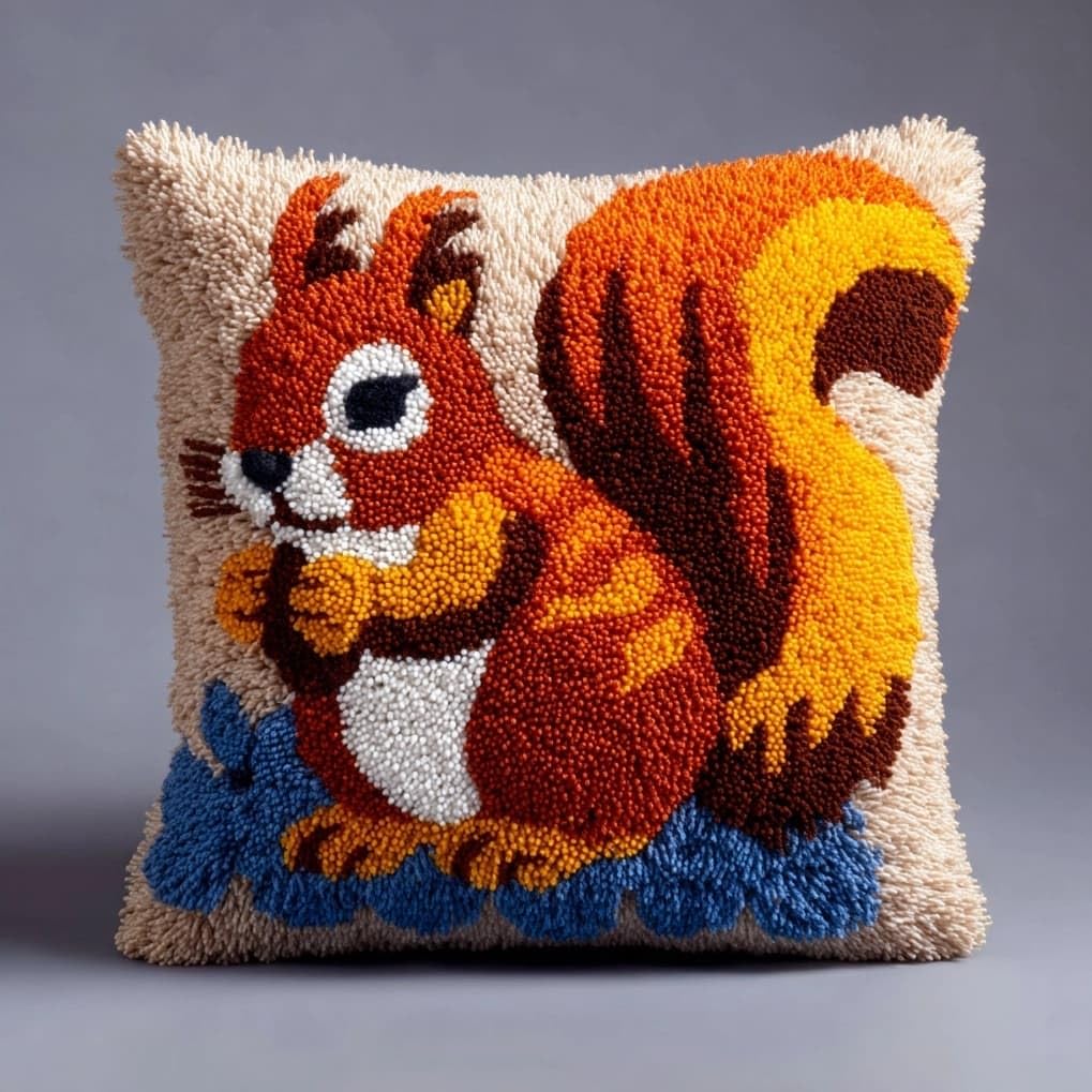 AxiangziK 17x17in Latch Hook Kits for Adults Beginners,Cute Squirrel
