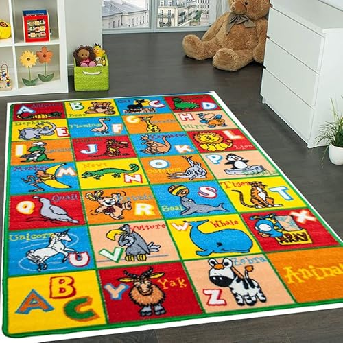 image for Mybecca Kids Rug ABC Animals Area Rug 3' x 5' (3'3
