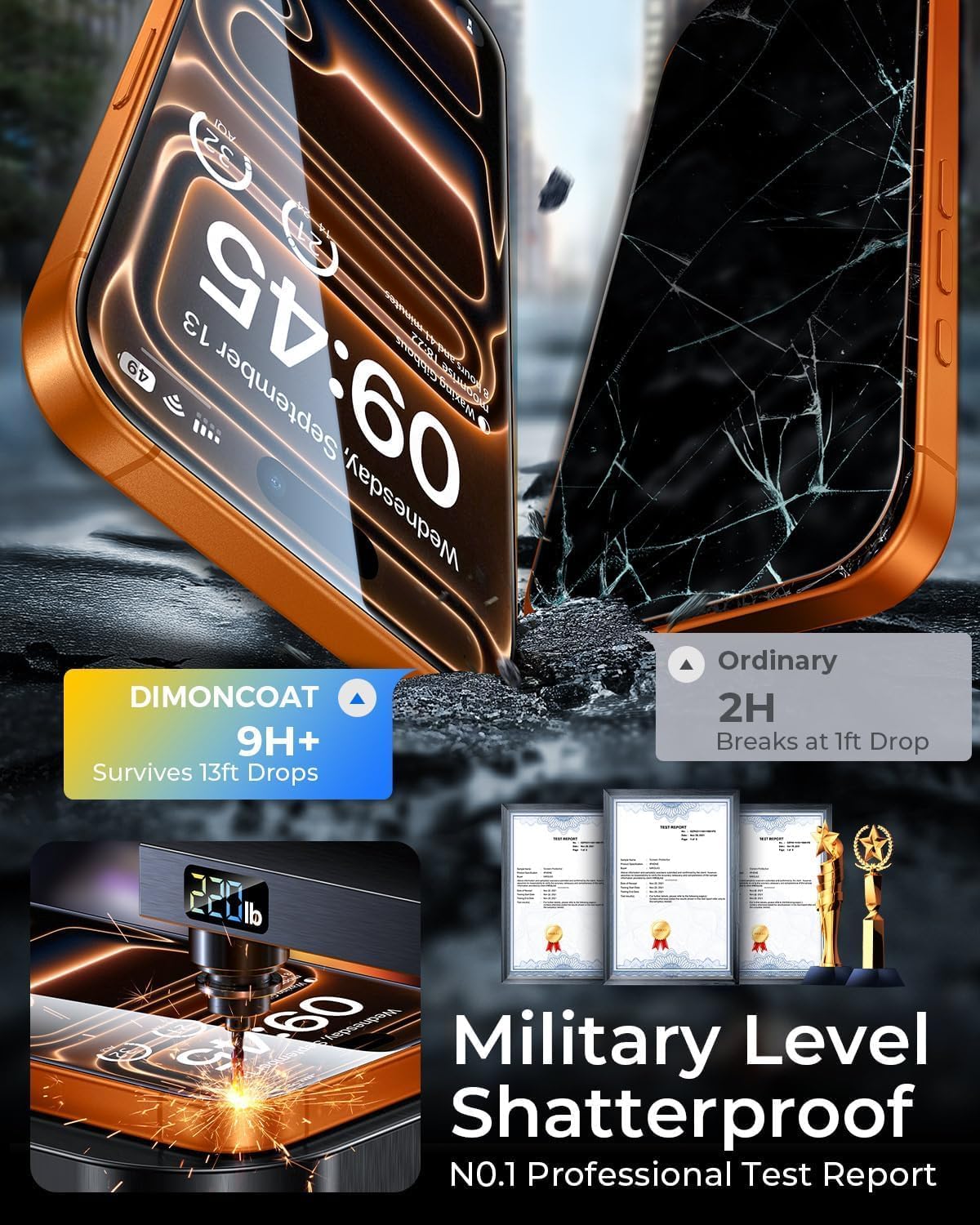DIMONCOAT TOP 9H+ Glass for iPhone 17 Pro Max Screen Protector[Easy One-Pull Installation] [10X Military Protection] Tempered Glass Screen Protector 17 Pro Max 6.9 inch Case-Friendly, 2-Pack