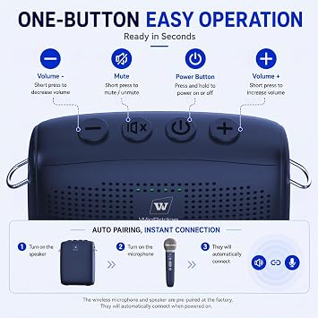 WinBridge Voice Amplifier with Wireless Mic for Teachers Blue WB009