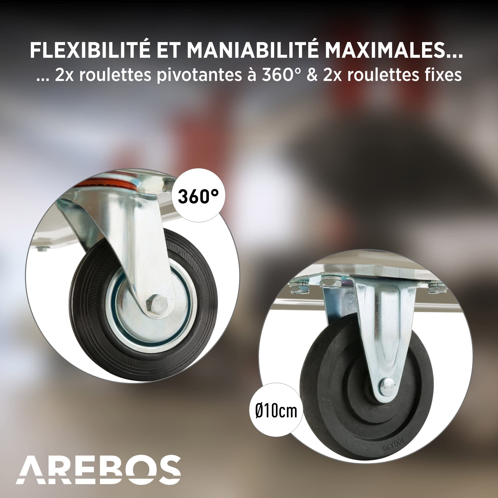 Arebos Chariot de Transport Pliable avec Plate-Forme antidérapante – capacité 300 kg, Protection des Bords
