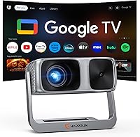 HAPPRUN 2000 ANSI Google TV Projector 4K Decoding Outdoor Indoor Smart Home Theater Auto Focus Dolby WiFi Bluetooth 270° Stand