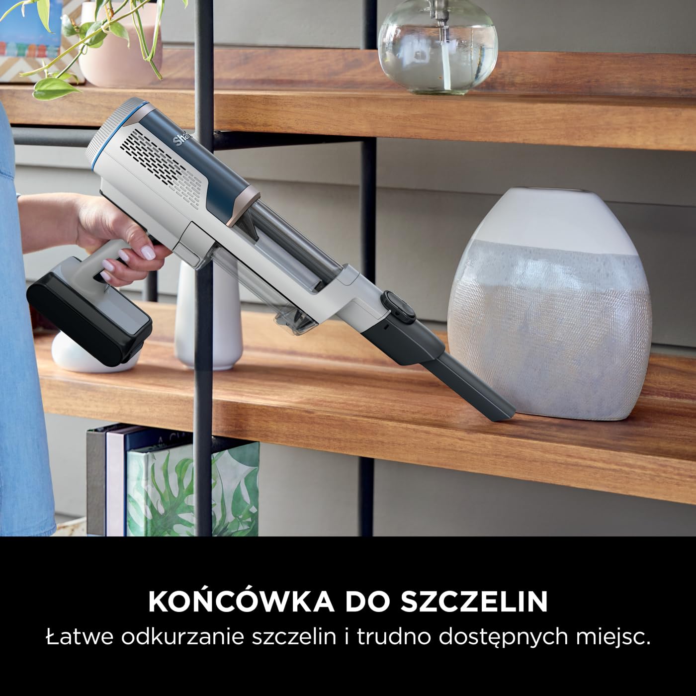 Shark Clean & Empty Bezprzewodowy odkurzacz z automatycznym systemem opróżniania, czas pracy 40 min, Anti Hair Wrap, akcesoria do sierści i szczelin, stacja ładująca, biało/niebieski, BU3521EU