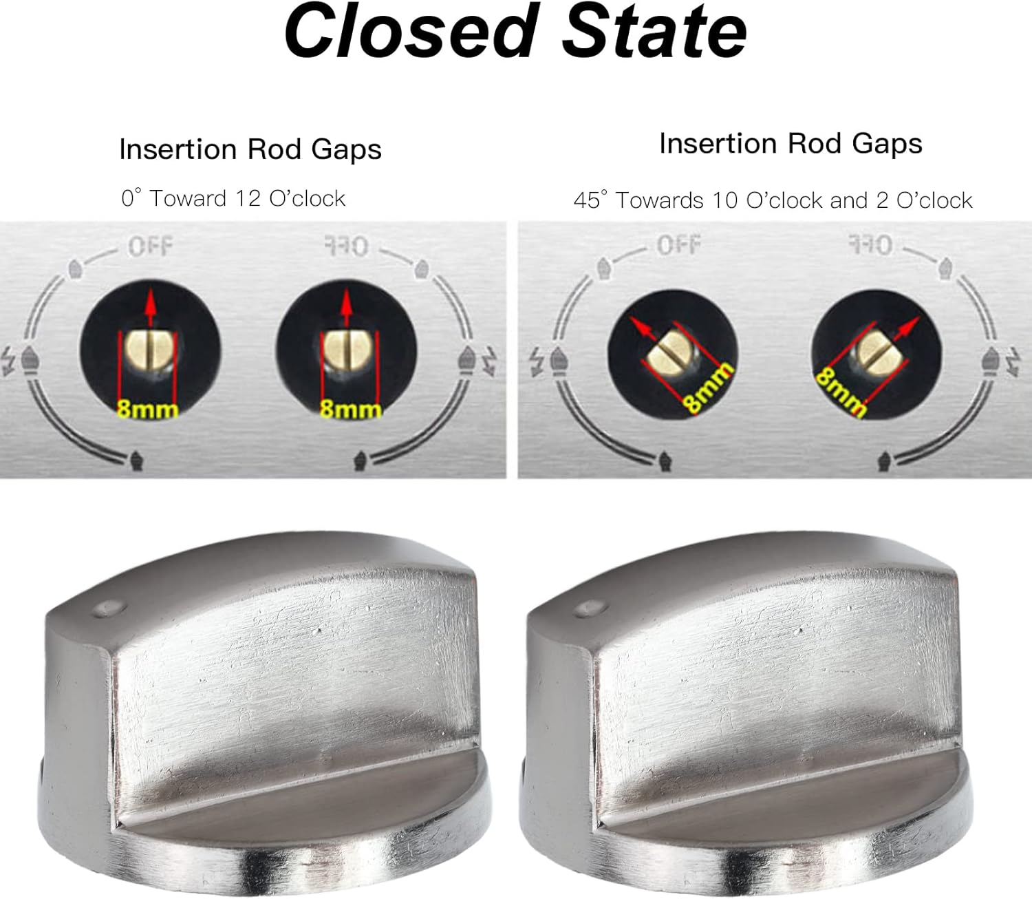 6 Pack Black Universal Control Knobs Replacement,8mm Rotate Knobs,Cooker Stove Control Knobs for Kitchen Range Gas Stove Microwave Oven Cooker Stove,Zinc Alloy Control Knob Replacement(0° switch)