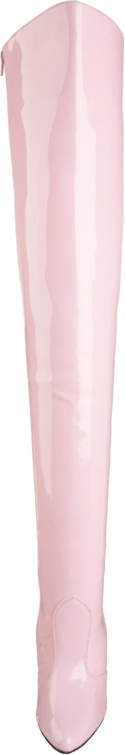 Pleaser Women's Seduce-3010 Thigh High Boot 7 Baby Pink Patent