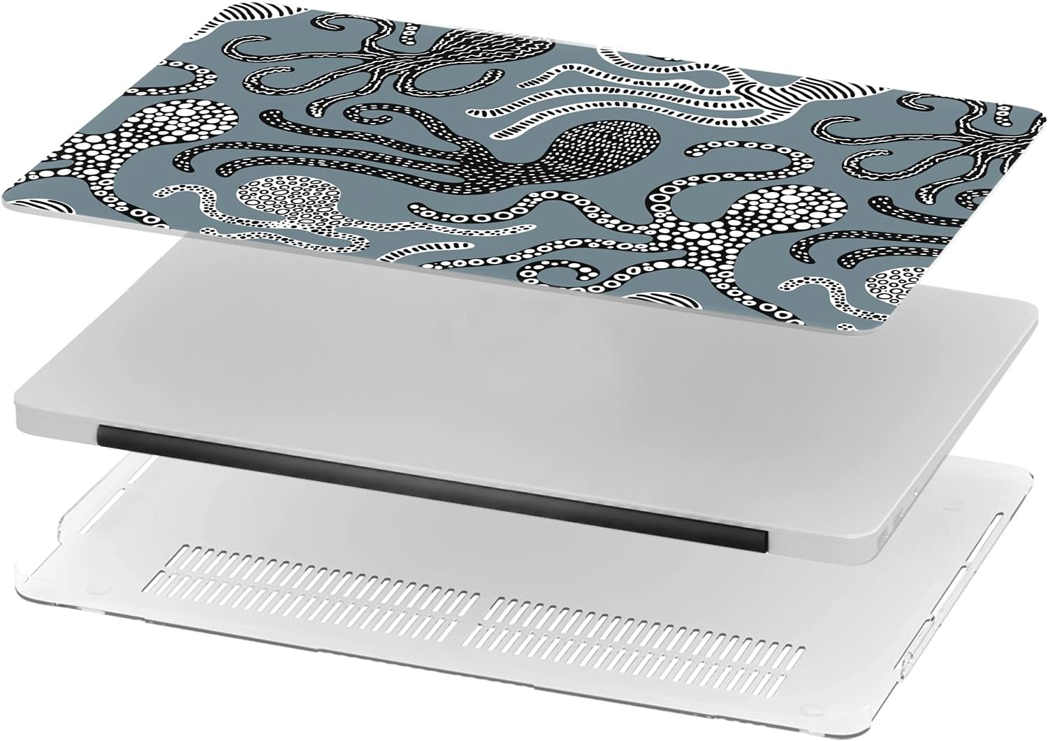 Mertak Hard Case Compatible with MacBook Pro 16 14 Air 15 13 inch M3 M2 M1 Mac 2024 2023 2022 2018 Abstract Print Cover Tentacles Art Stylish Laptop Protective Polka Dot Clear Touch Bar Octopus