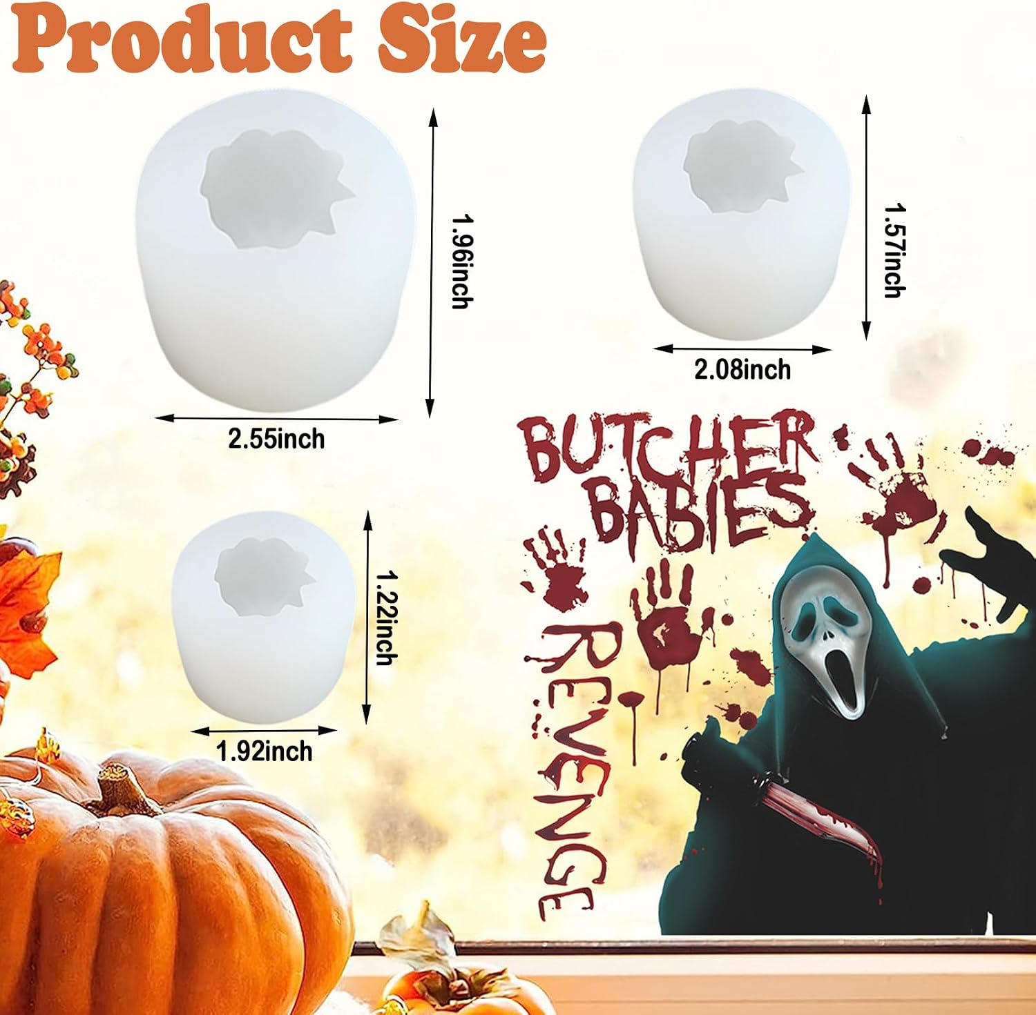 (3 Pack) Pumpkin Candle Molds,Thanksgiving Silicone Mold Fall Pumpkin Silicone Mold for Candles, Soap, Jelly, Chocolate and Home Crafts Decoration