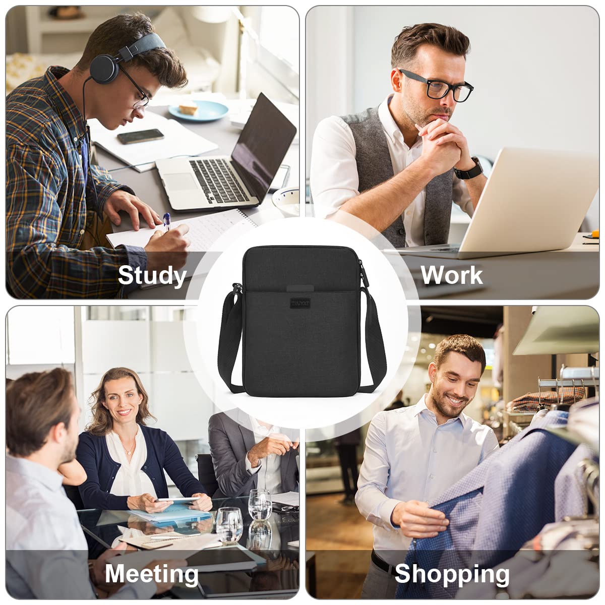 flintronic Męska torba na ramię, wodoodporna torba kurierska z regulowanym paskiem, lekka torba robocza z wieloma kieszeniami, torba crossbody, do pracy, na zakupy, do szkoły, podróży, codziennego