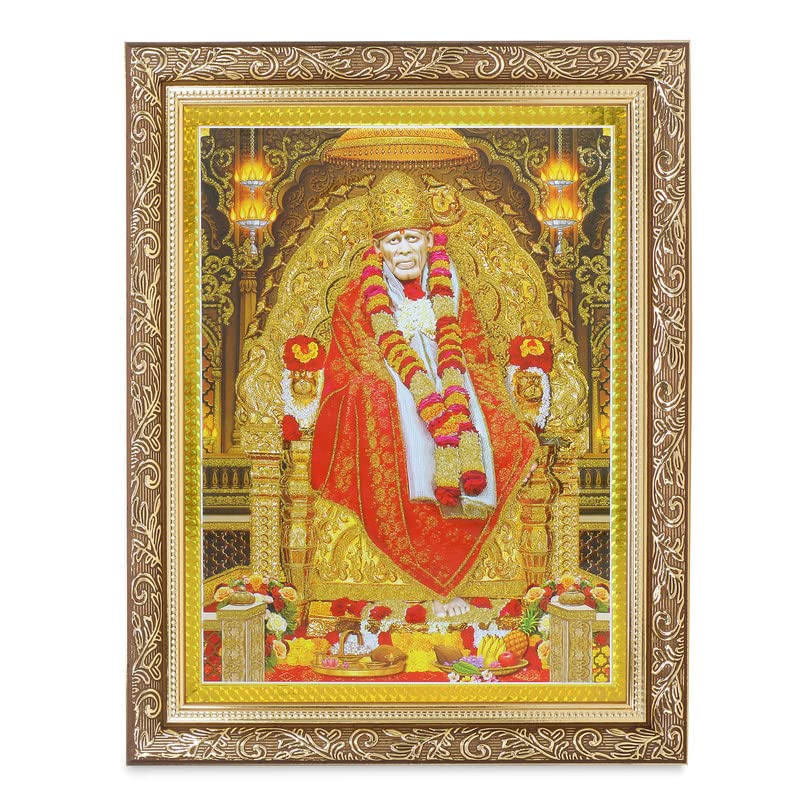 Photo Shirdi Sai Baba dans un cadre doré 35x45 cm pour coin autel