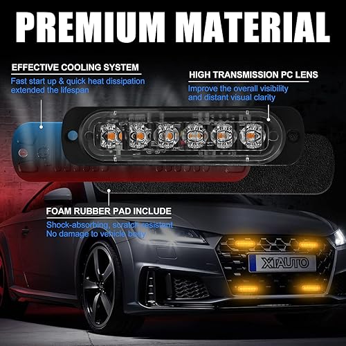 Miniatura 9 de 10 luces LED estroboscópicas de emergencia, color blanco ámbar, 6 LED, ultra delgada, montaje en superficie, intermitente, advertencia de peligro,