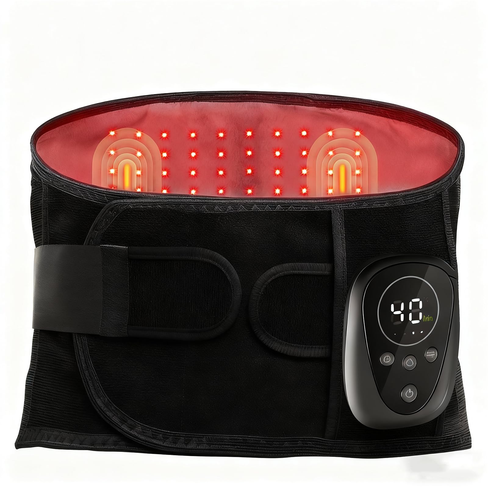 Photo 1 of Oramuon Lower Back Massager Belt with Red Light Heating Therapy, Cordless Heating Pad for Back, Rechargeable 5000 mAh Battery, Heated Back Brace Warmer Belt for Back Pain Relief,L