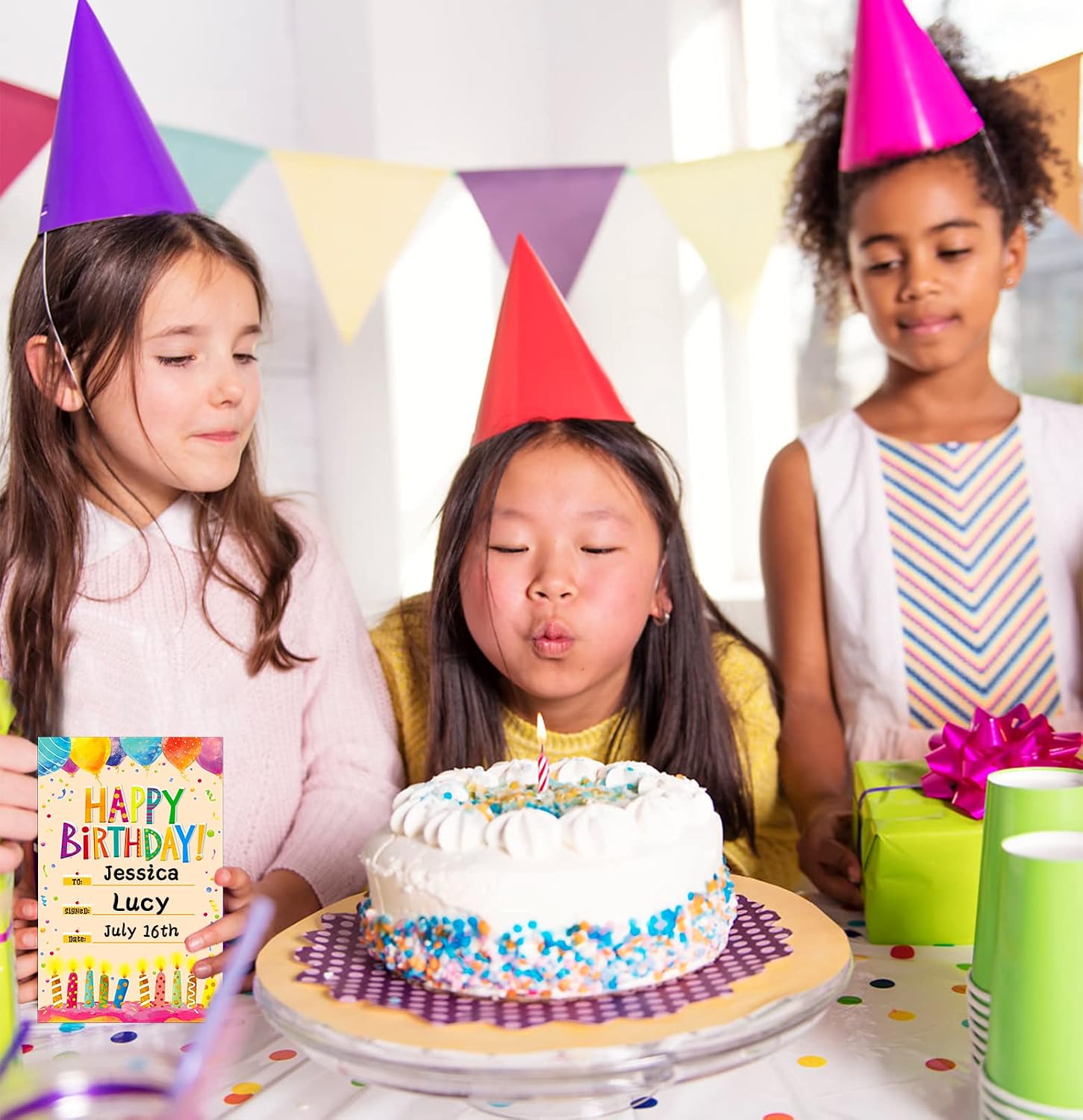 SICOHOME Happy Birthday Certificates for Kids Classroom, 30 Pieces, Yellow Green Blue image 3