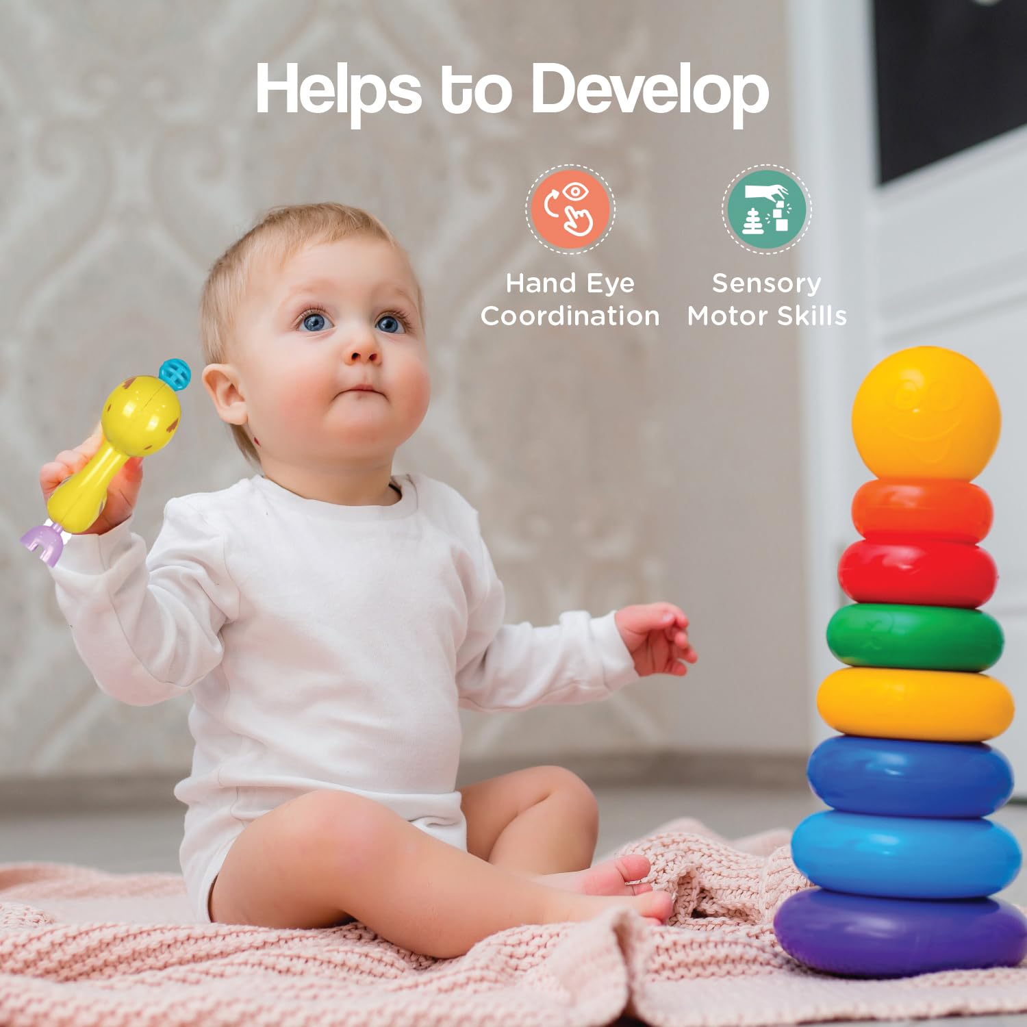 R for Rabbit Jingle Safari Infant Kids Rattles 5 Pcs Combo Toy Set for New Born Baby Lightweight BPA Free Toys Set for 0 to 24 Month Children (Multicolor) 2