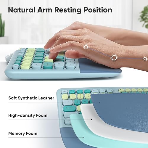 Miniatura 5 de MOFII Combo de teclado y mouse ergonómicos inalámbricos, cómodo teclado dividido con diseño curvado y reposamuñecas, mouse óptico ergonómico