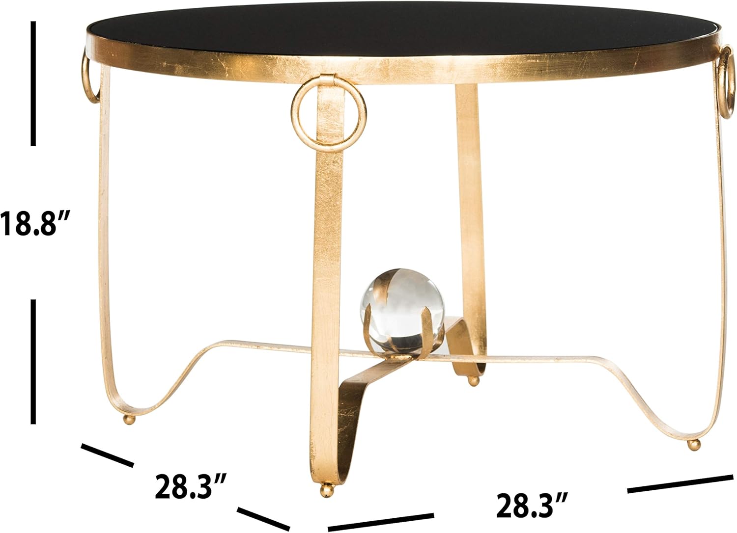 Safavieh Home Collection Elisha Black and Gold Leaf Round Coffee Table