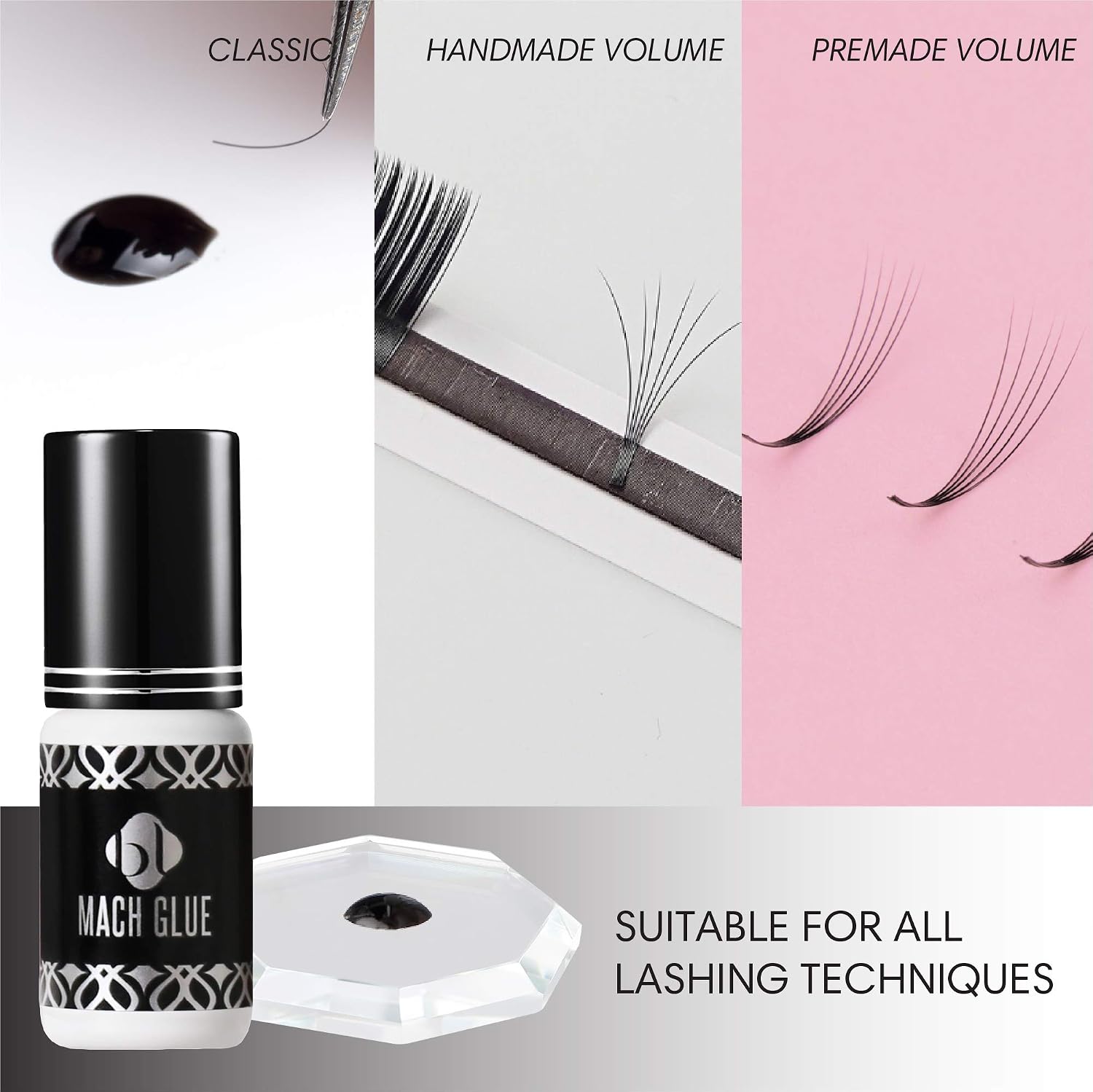 BL Lashes Mach Glue | Lash Glue for Lash Extensions, Quick Drying Within 1-2 Sec, Up to 7 Weeks Long-Lasting Lash Retention, Low Viscosity, Black Adhesive for Professional Supplies (5g)