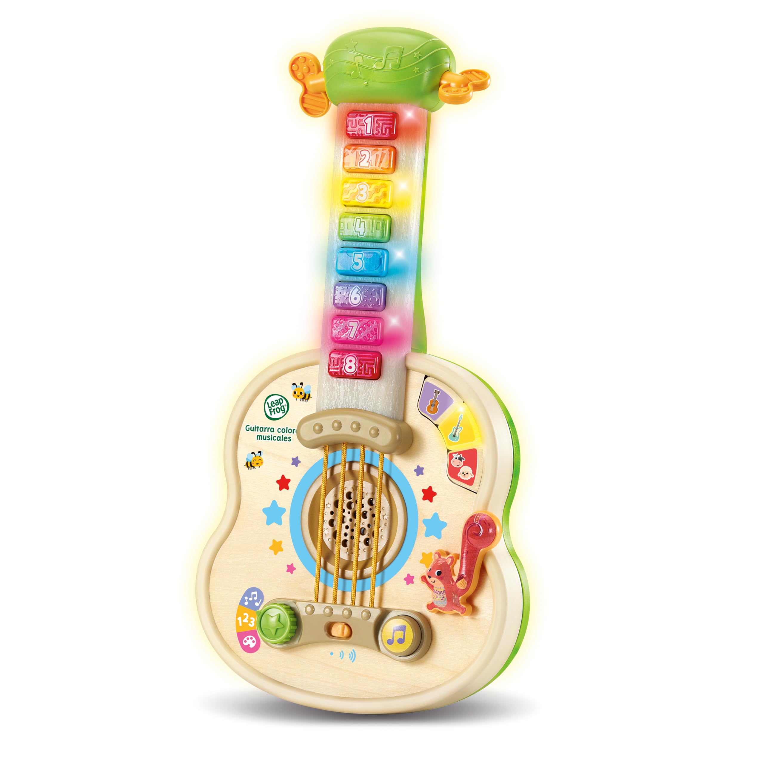 Leapfrog VTech - Guitarra Colores Musicales, Instrumento de música Infantil, Guitarra interactiva, CREA Tus propias composiciones, Aprende números, Colores y Notas Musicales, Versión ESP