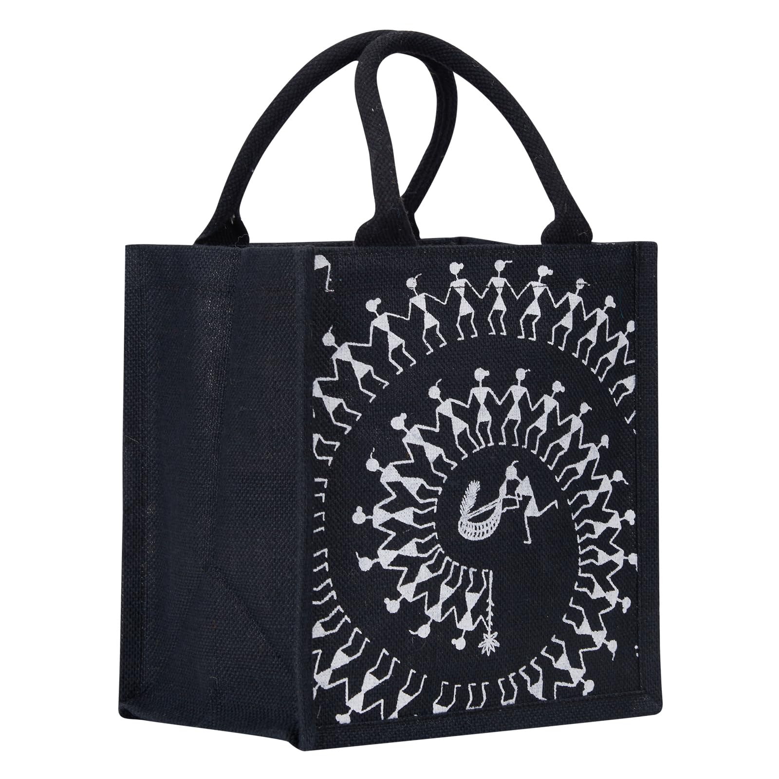 Jute Cottage Jute Bags for Lunch for Men | Jute Bags with Zip | Jute Tote Bag | Jute Tiffin Bags | Printed Jute Bag | Jute Carry Bag, Black (B0C81PQFQN) Amazon Price History, Amazon Price Tracker