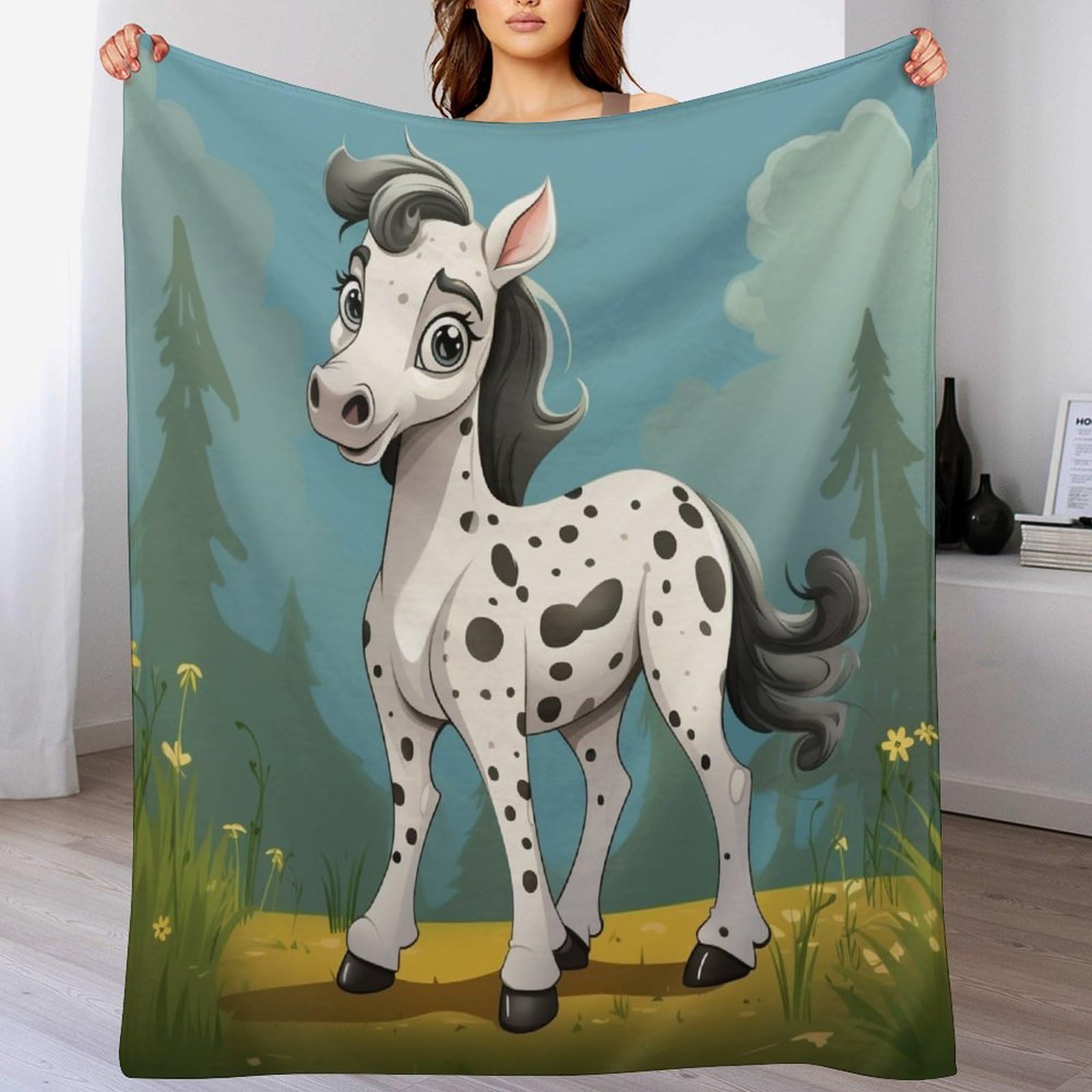 Manta de forro polar de caballo mullida un regalo util para el sofa