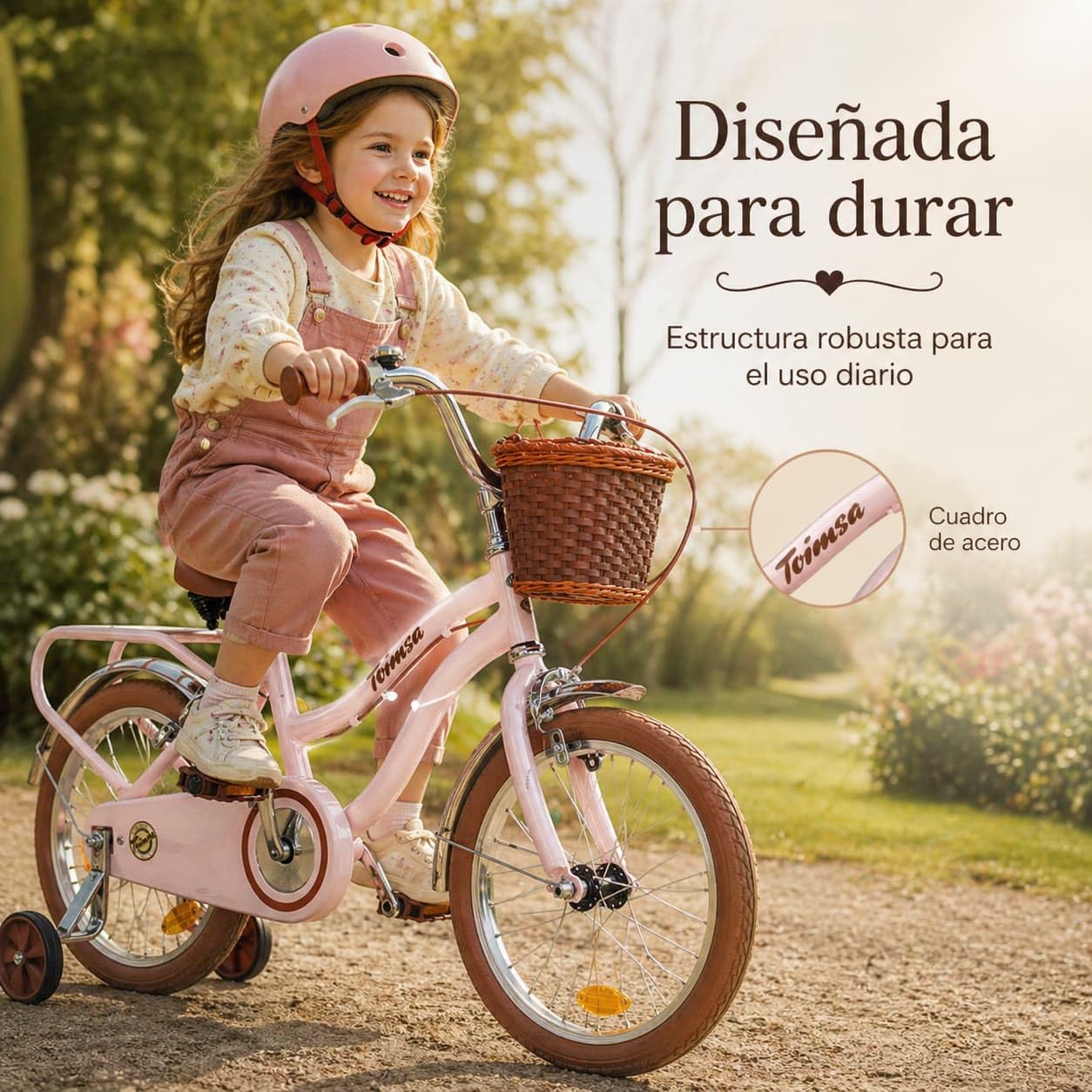 Toimsa Vintage 16 inch Kids Bike/Bicycle, with a Retro Look Rear Carrier Rack and Front Wicker Style Basket