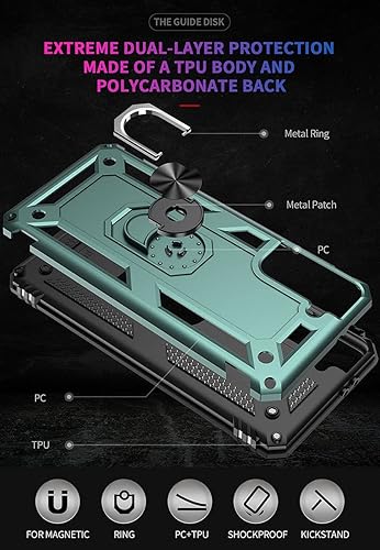 Miniatura 6 de ADDIT Funda S21 Fe, compatible con Samsung Galaxy S21 Fe, con anillo de soporte, soporte ajustable, grado militar, protección resistente, a prueba
