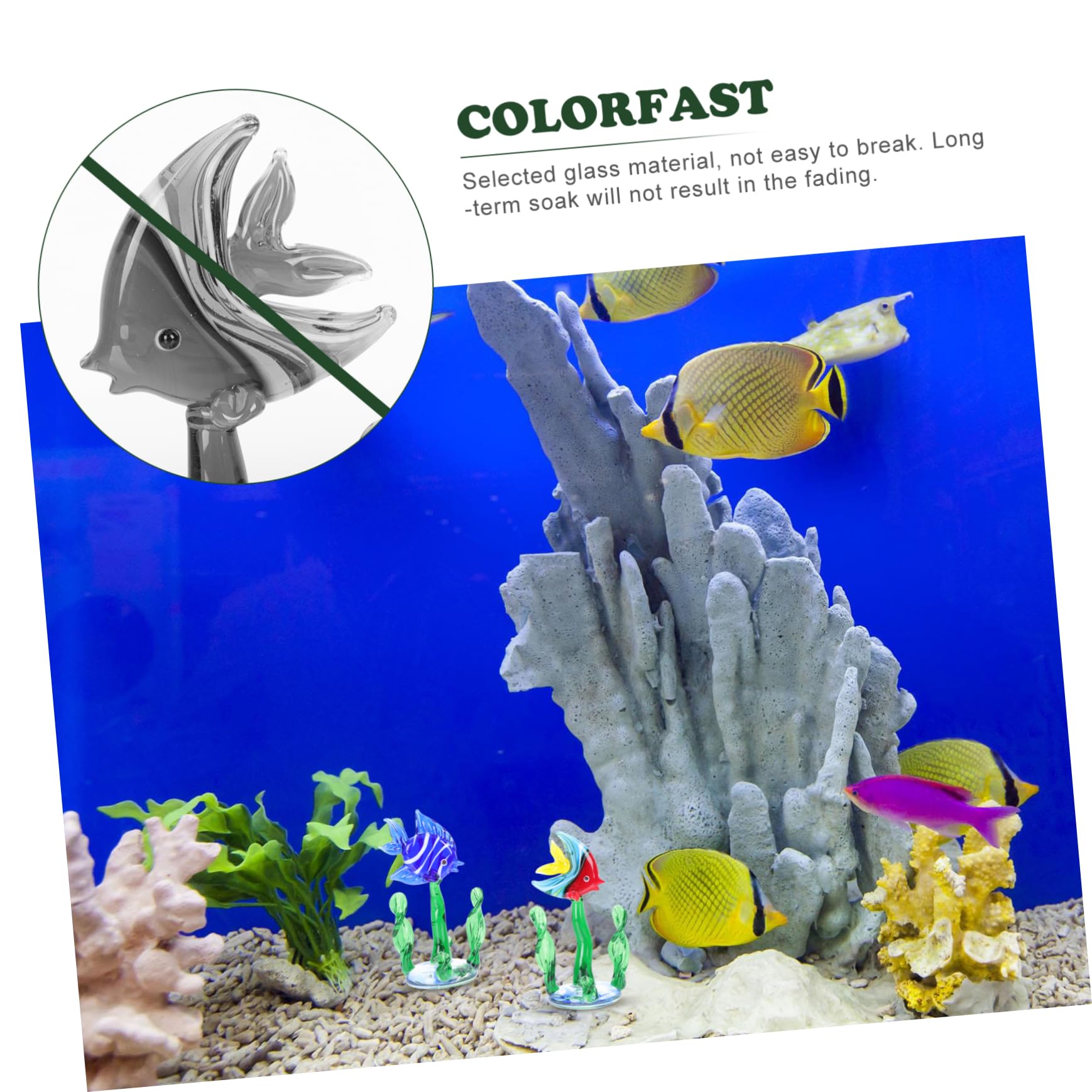 Happyyami 6piezas Figuritas De Pescado De Vidrio Decoración Acuática para Acuarios Adornos De Plantas Acuáticas De Decoración Miniatura para Hogar