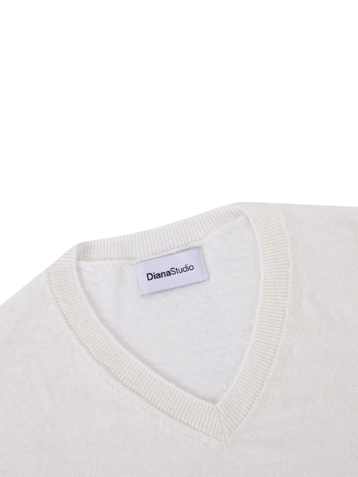 Diana Studio - Maglia rasata Scollo V in 100% Lino, Uomo, Maniche Lunghe, Casual Fit