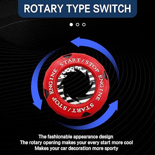 Miniatura 5 de 1 anillo decorativo de arranque de automóvil con un solo botón, cubierta giratoria antiarañazos, cubierta protectora oculta para interruptor de