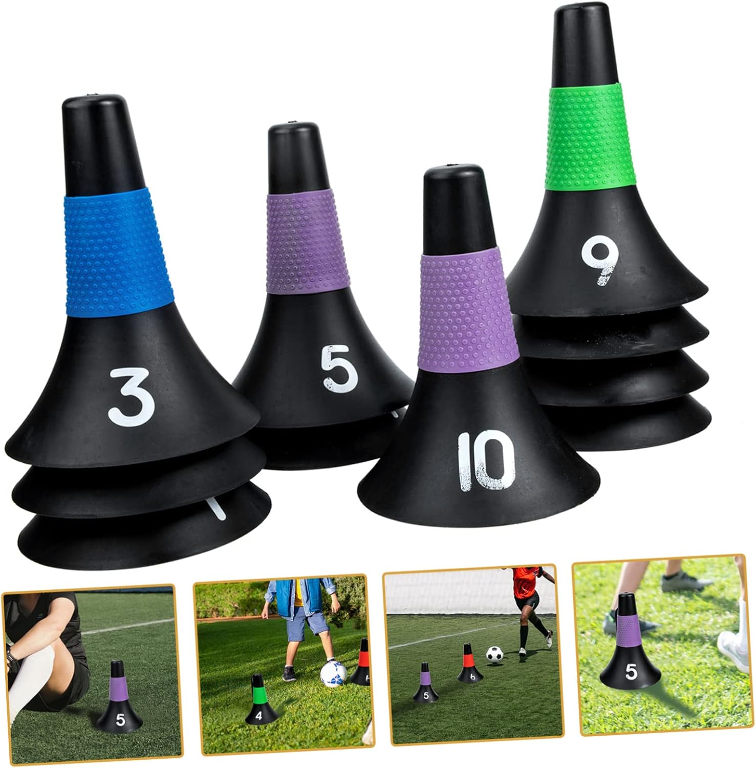 Soccer Cones Bulk Pack 10pcs Large Barrel Cones for Training Football Agility Markers Pe Material