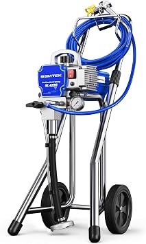 Airless Paint Sprayer, 1200W High Efficiency Electric Paint Sprayer, 3300PSI Cart Thinning-Free Airless Sprayer with Extension Rod and Wheels, for Home, Yard, Garden, Blue