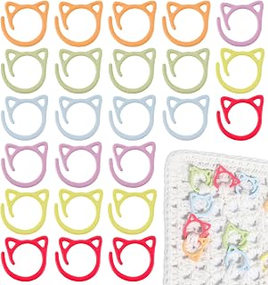 24 Pcs Cat Stitch Markers, Metal Crochet Stitch Markers Cute, Colorful Knitting Marker with Ring, Secure Hold for Yarn Crafts