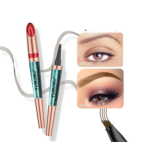 Miniatura 5 de Lápiz de cejas de 4 puntas, resistente al agua, de larga duración, oro rosa, 4 colores disponibles café claro, café oscuro, gris, negro (2# café