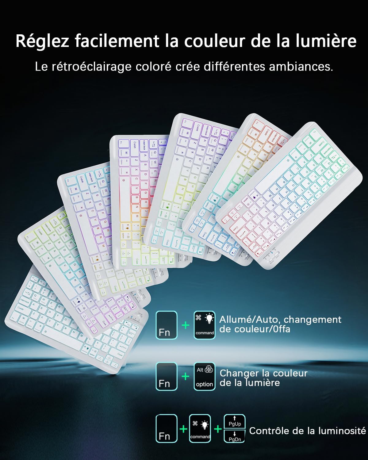 pour Xiaomi Redmi Pad 2 (2025) 11 Pouces/Xiaomi Redmi Pad SE (2023) 11 Pouces Coque Étui avec Bluetooth sans Fil Français (AZERTY) Clavier Rétroéclairé Et Souris Protection Backlight Keyboard Case