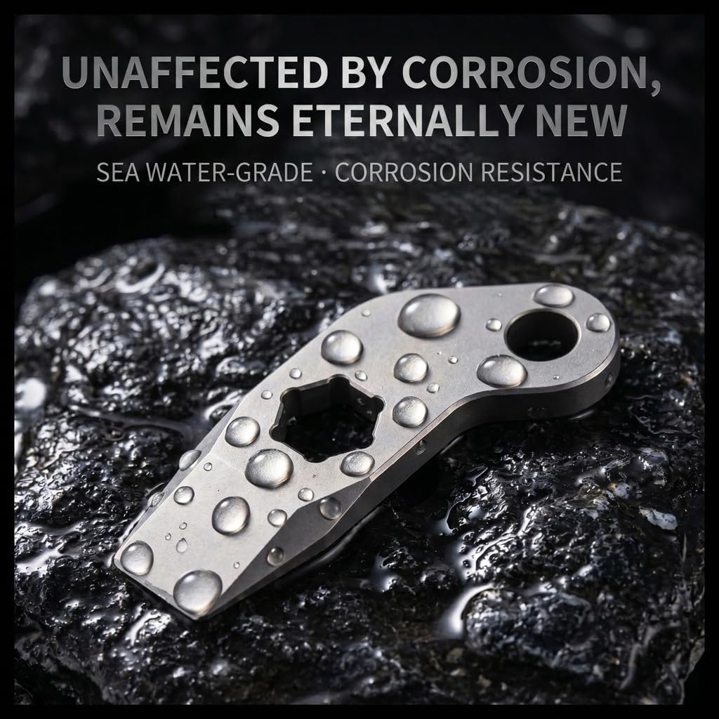 WARHERO Titanium EDC Pry Bar Multitool, Mini Keychain Prybar Tool with Bottle & Box Opener, 1.77” Small Pocket Crowbar Tool for Everyday Carry