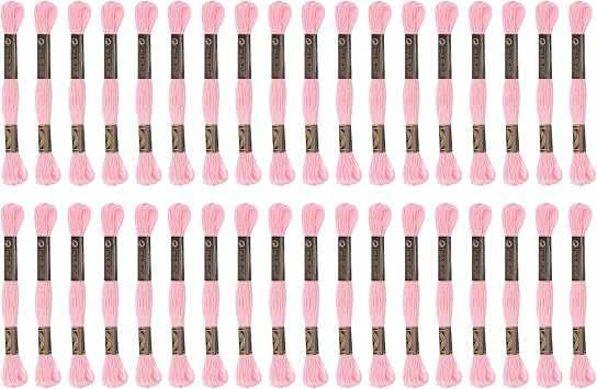 HARFINGTON 3pcs 12 Skeins Embroidery Floss 8.75yds8m Egyptian Long-Staple Cotton Cross Stitch Thread for Sewing DIY Bracelet Yarn String and Crafts, Cotton Candy6151