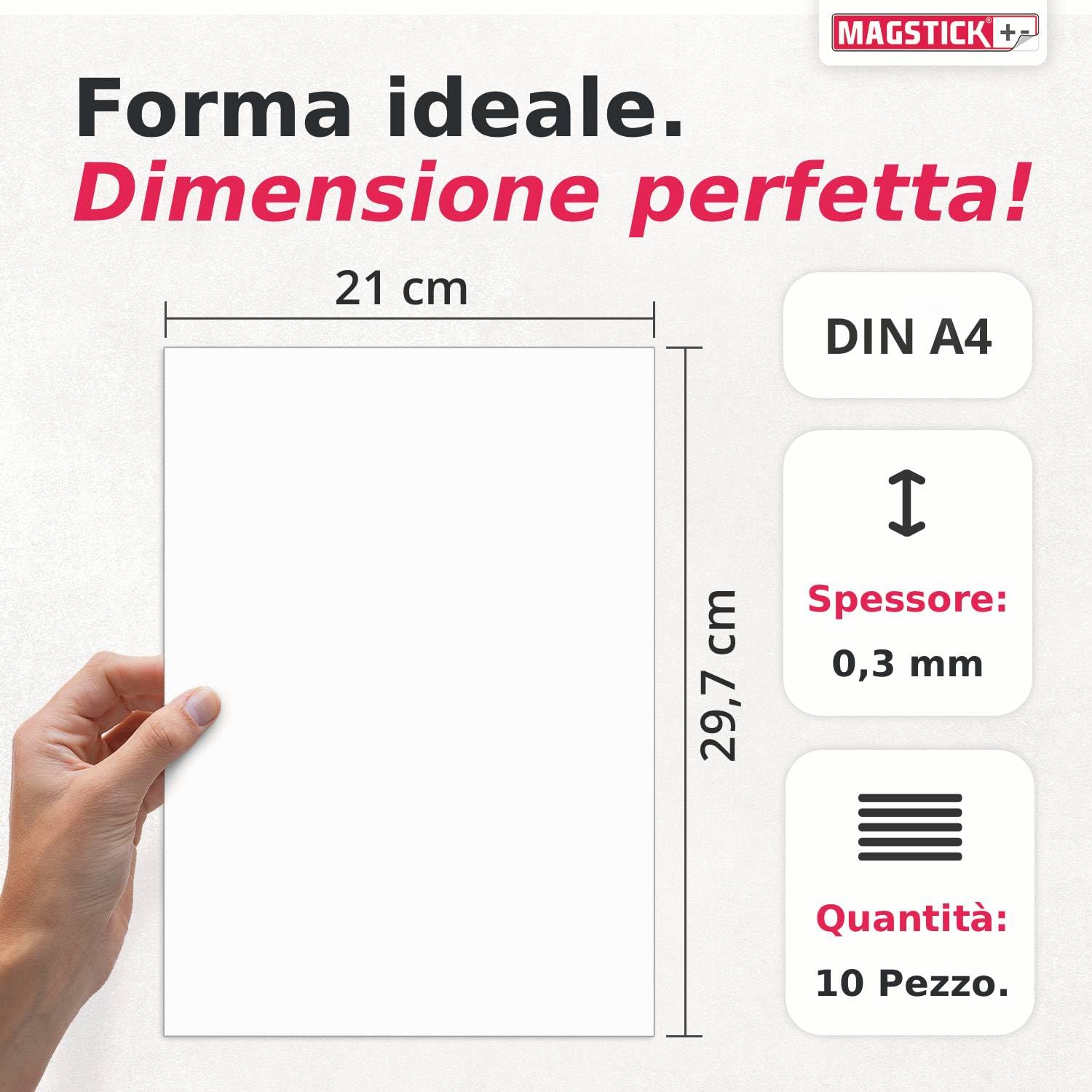 Set 10 carte magnetiche bianco DIN A4 retro magnetico stampabile getto d'inchiostro mag220