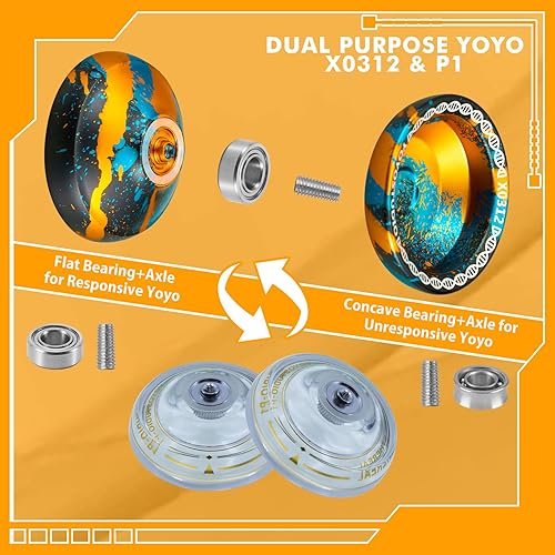 Miniatura 4 de YOYOSTUDIO Yoyo Yoyo profesional que no responde para niños de 8 a 12 años, yoyo profesional para adultos, trucos de giro de dedos, yoyo para