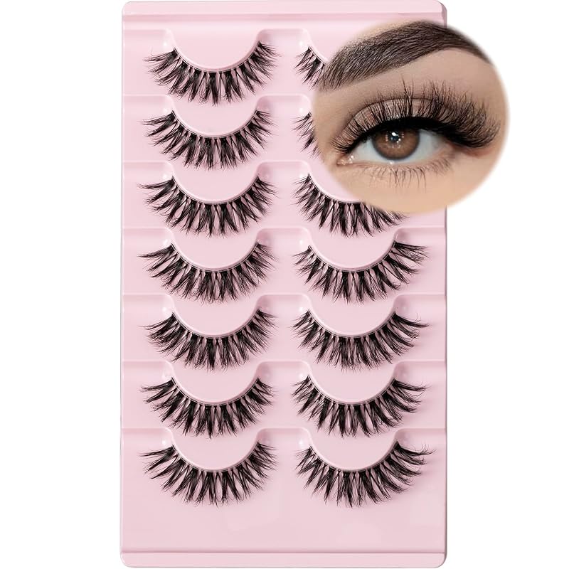 Cílios postiços FARRED em tiras, estilo wispy, comprimento médio, 7 pares