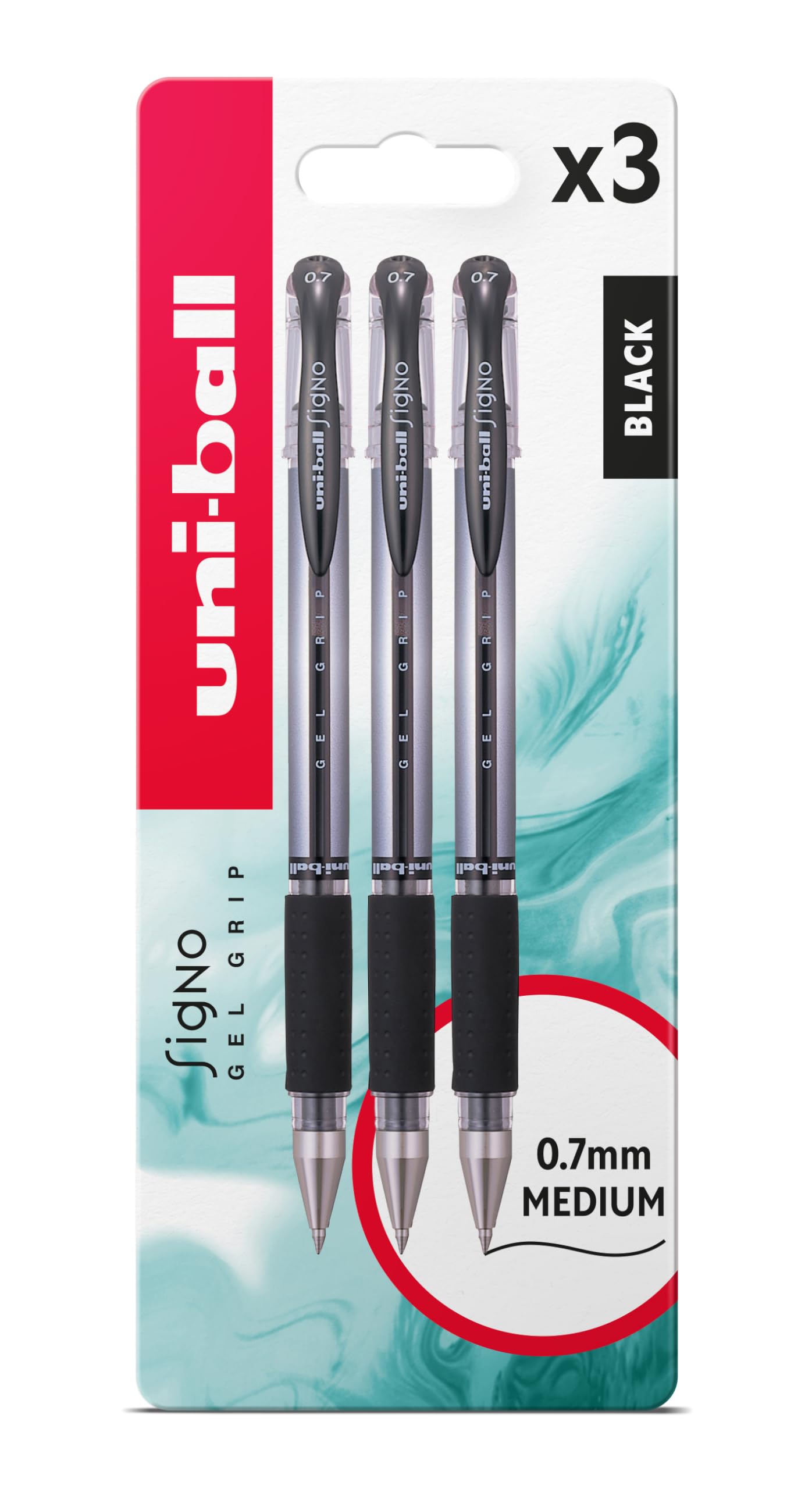 uni-ball - Signo Gel Grip, Fine Nib, Black Ink, Rollerball Gel Pens (3pc Set) - Smooth, Comfortable, Long Lasting, Japanese Quality, for School, Work, Office, Study, Teacher, Notes, Journal, Gift — image 1