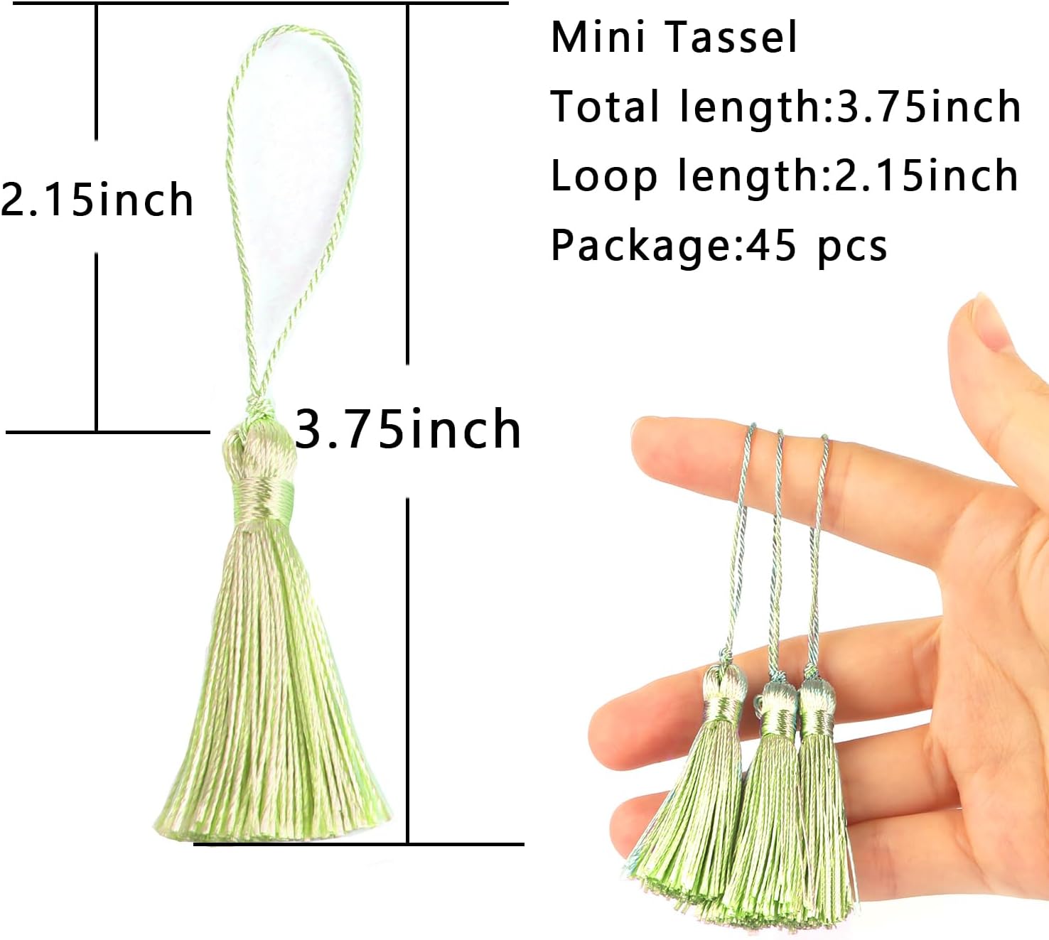 BEL AVENIR 45 Pcs Mini Bookmark Tassels 3.75inch/9.5cm Silky Handmade Keychain Tassel with 2.15inch Cord Loop,Colorful Small Tassels for Craft Accessory,Tags