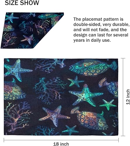 Miniatura 4 de Sea Decor Pattern Placemats Set of 4 Table Mats Washable Placemat Waterproof Place Mats for Party Home Dining Table Decor 18x12 in