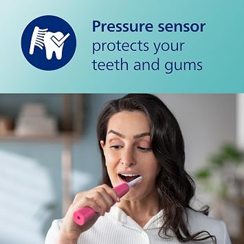 Philips Sonicare 4100 Electric Toothbrush, Sonic Toothbrush with Two Modes, Pressure Sensor and Timer, Paradise Pink Prismatic, Model HX3689/41
